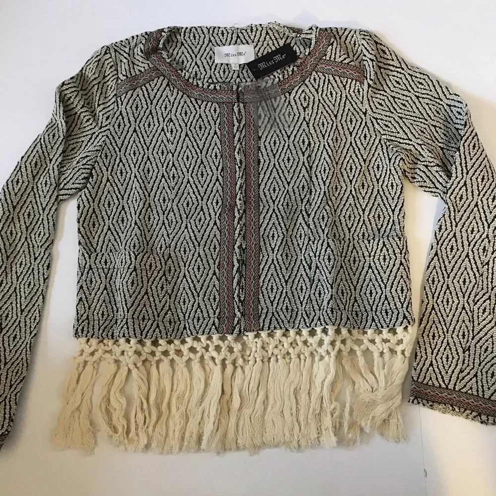 MISS ME COTTON BLEND FRINGE JACKET